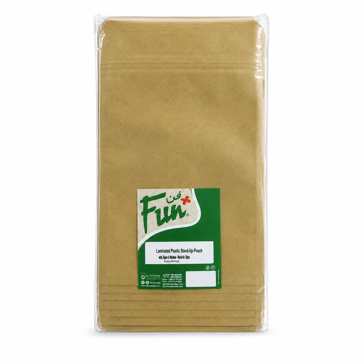 Fun Laminated Plastic Stand-Up Pouch with Zipper & Window 10x20+4cm [50pcs x 1bag]