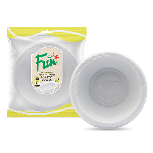 Fun® Plastic White Bowls 15cm [50pcs x 1pkt]