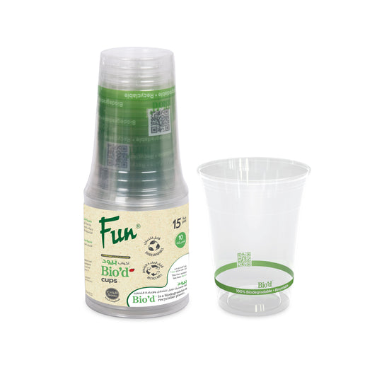 Fun® Bio'd Clear Cups 10oz [15pcs x 1pkt]