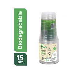 Fun Bio'd Clear Cups 10oz [15pcs x 1pkt]