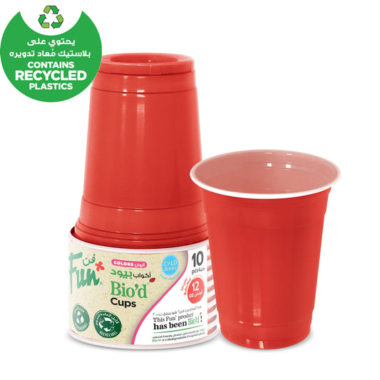 Fun Biod Ruby Red Cups 12oz [10pcs x 1pkt] - CRP