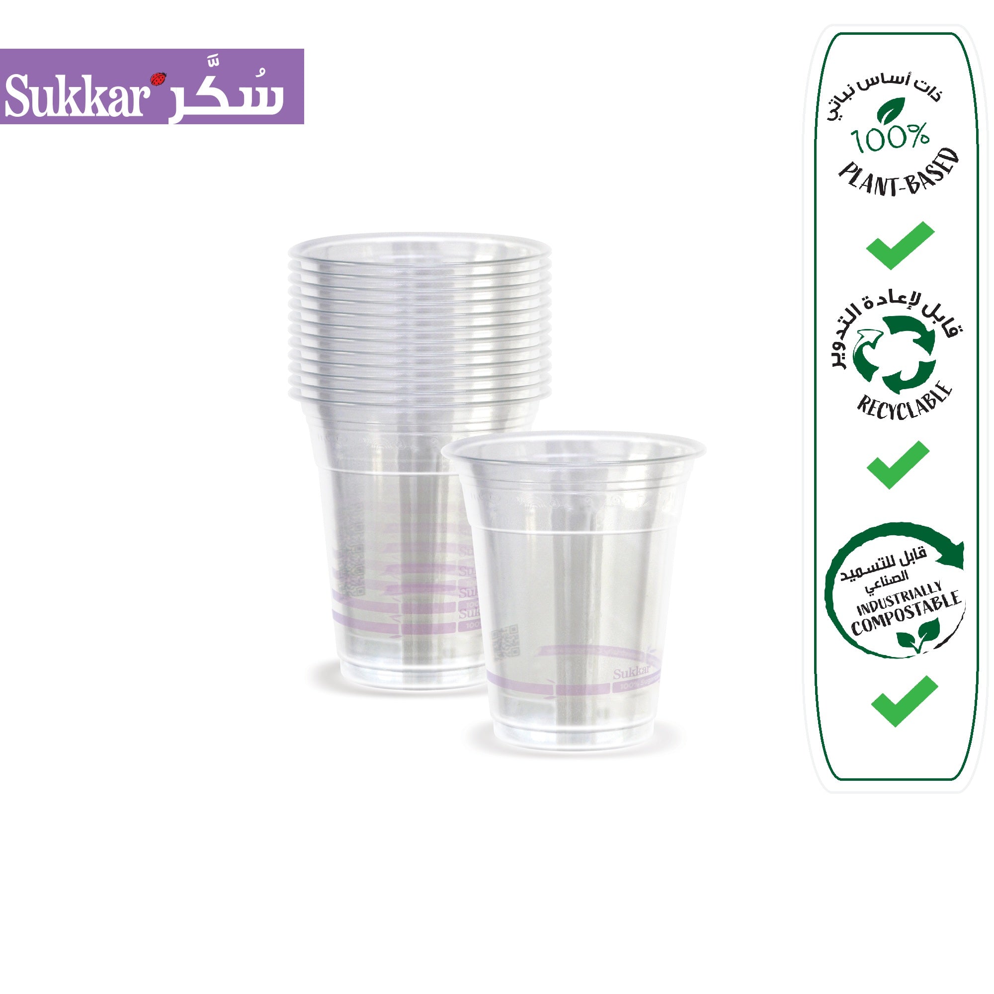 Fun Sukkar Clear Cups 12oz [12pcs x 1pkt]