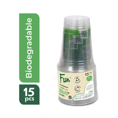 Fun Bio'd Clear Cups 16oz [15pcs x 1pkt]