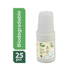 Fun Bio'd White Cups 5oz [25pcs x 1pkt]