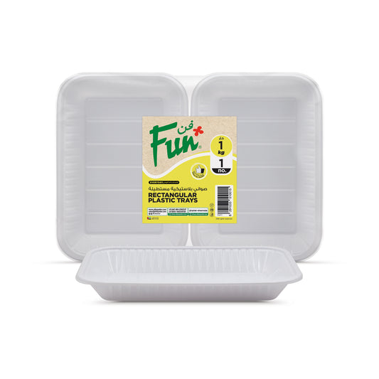 Fun® Plastic Rectangular White Trays [1Kg]