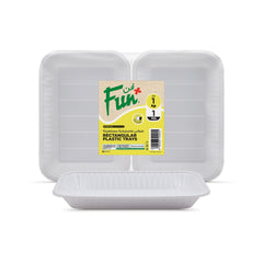 Fun Plastic Rectangular White Trays [1Kg]