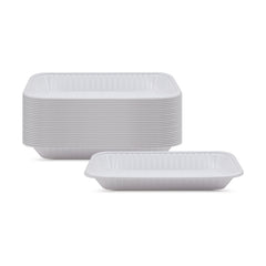 Fun Plastic Rectangular White Trays [1Kg]