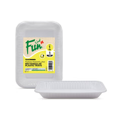 Fun Plastic Rectangular White Trays [1Kg]