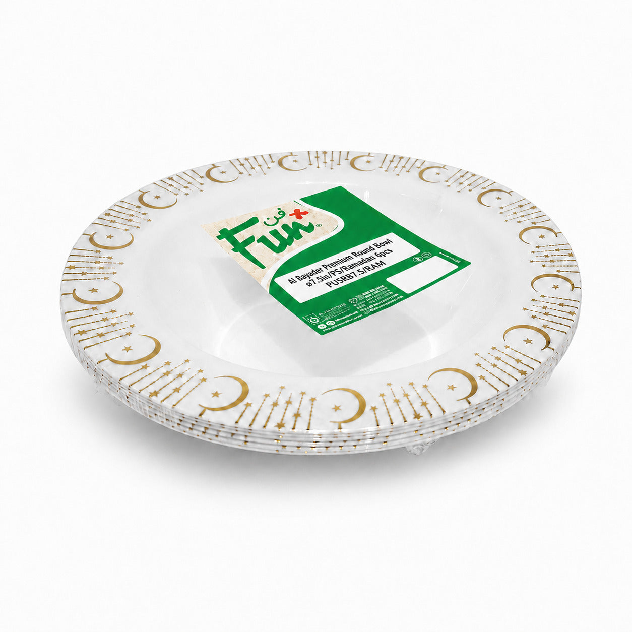 Fun Premium PS Round Bowls Ø7.5in – Ramadan Design [6pcs × 1bag]
