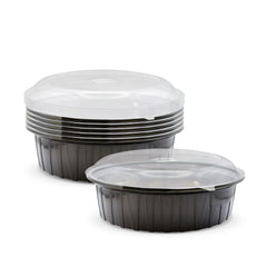 Fun Plastic Microwavable Round Black Containers with Clear Lids [5pcs x1 pkt]