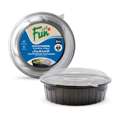 Fun Plastic Microwavable Round Black Containers with Clear Lids [5pcs x1 pkt]