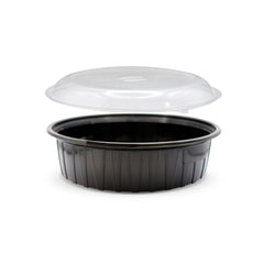 Fun Plastic Microwavable Round Black Containers with Clear Lids [5pcs x1 pkt]
