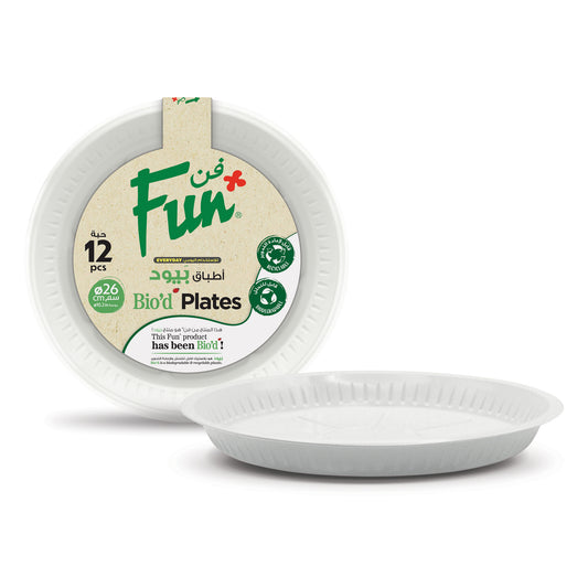Fun® Bio'd White Plates 26cm [12pcs x 1pkt]
