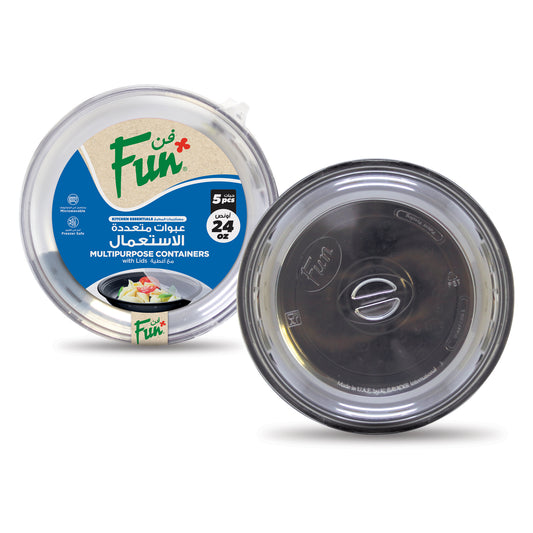 Fun® Multipurpose Black Round Containers with Clear Lids Pack of 5