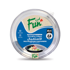 Fun Plastic Microwavable Round Black Containers with Clear Lids [5pcs x1 pkt]