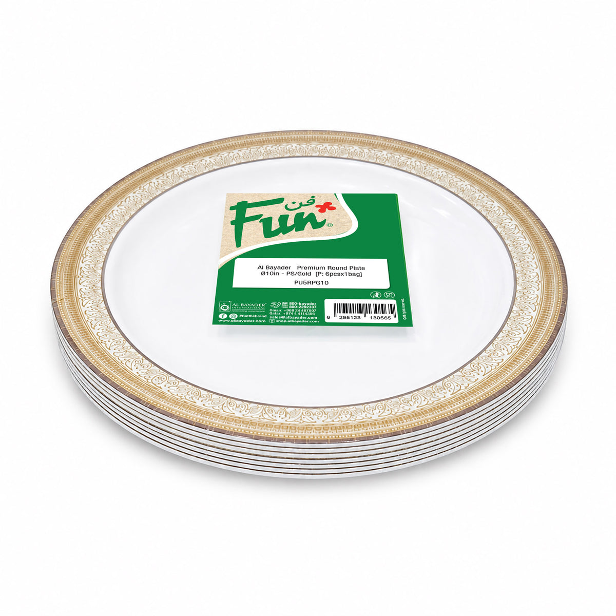 Fun Premium PS Gold Round Plates Ø10 in [6pcs × 1bag]