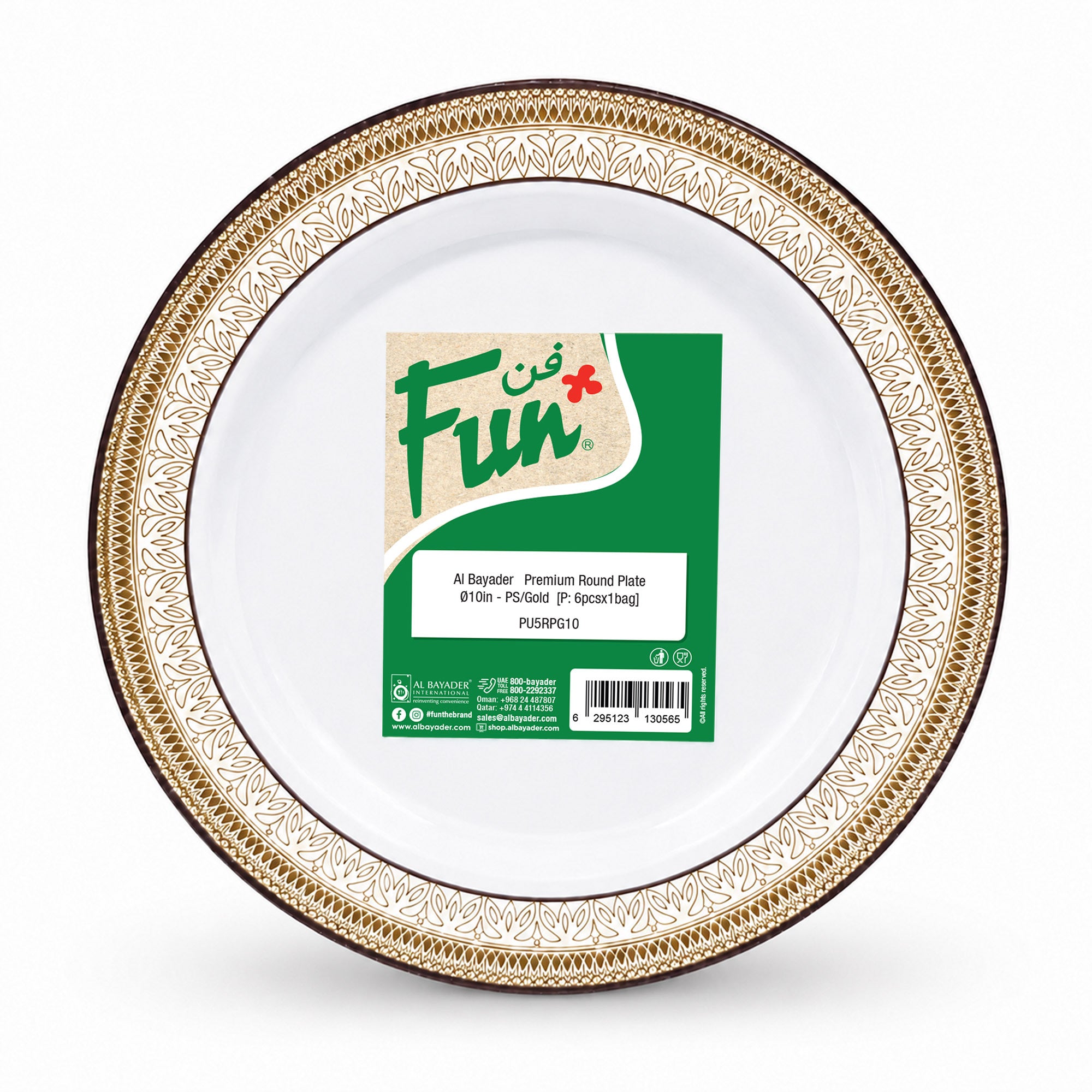 Fun Premium PS Gold Round Plates Ø10 in [6pcs × 1bag]