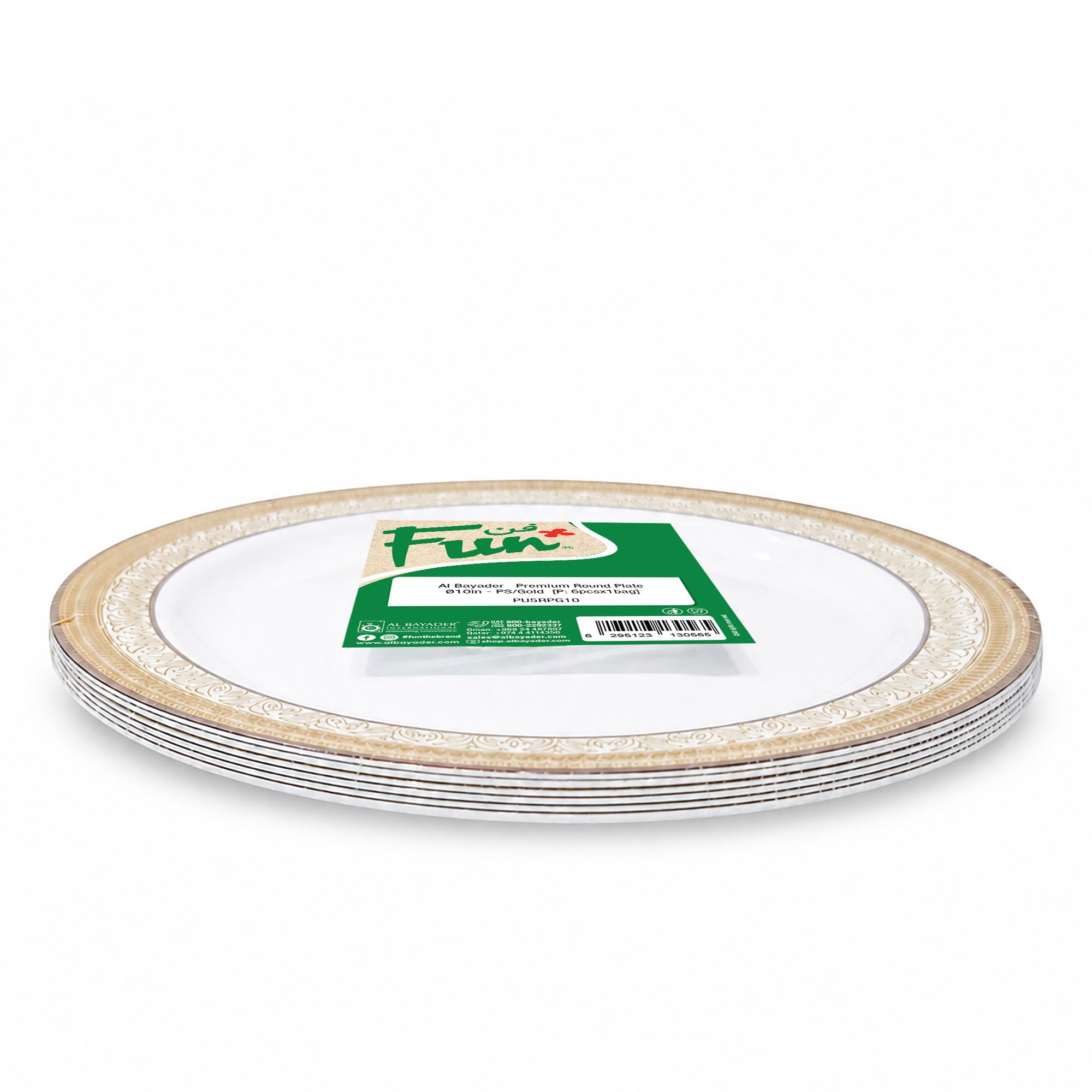 Fun Premium PS Gold Round Plates Ø10 in [6pcs × 1bag]