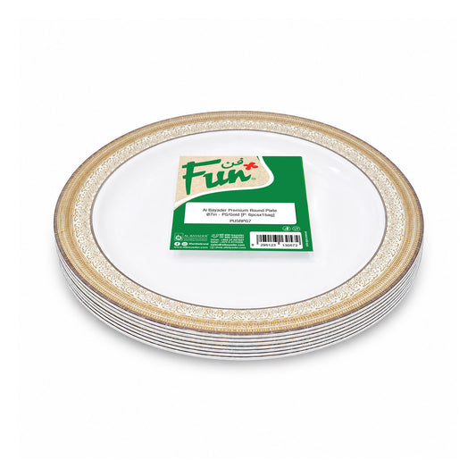 Fun Premium PS Gold Round Plates Ø7in [6pcs × 1bag]