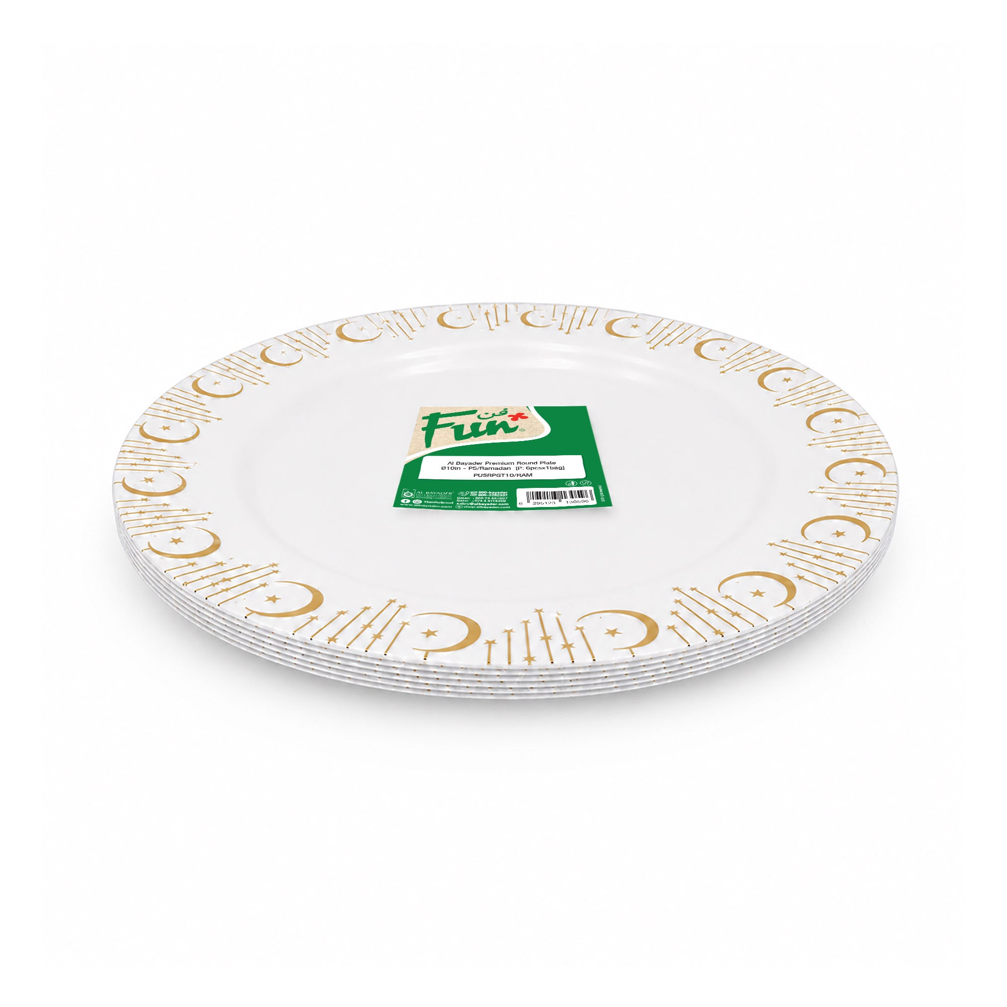Fun Premium PS Gold-Trimmed Round Plates Ø10in [6pcs × 1bag]