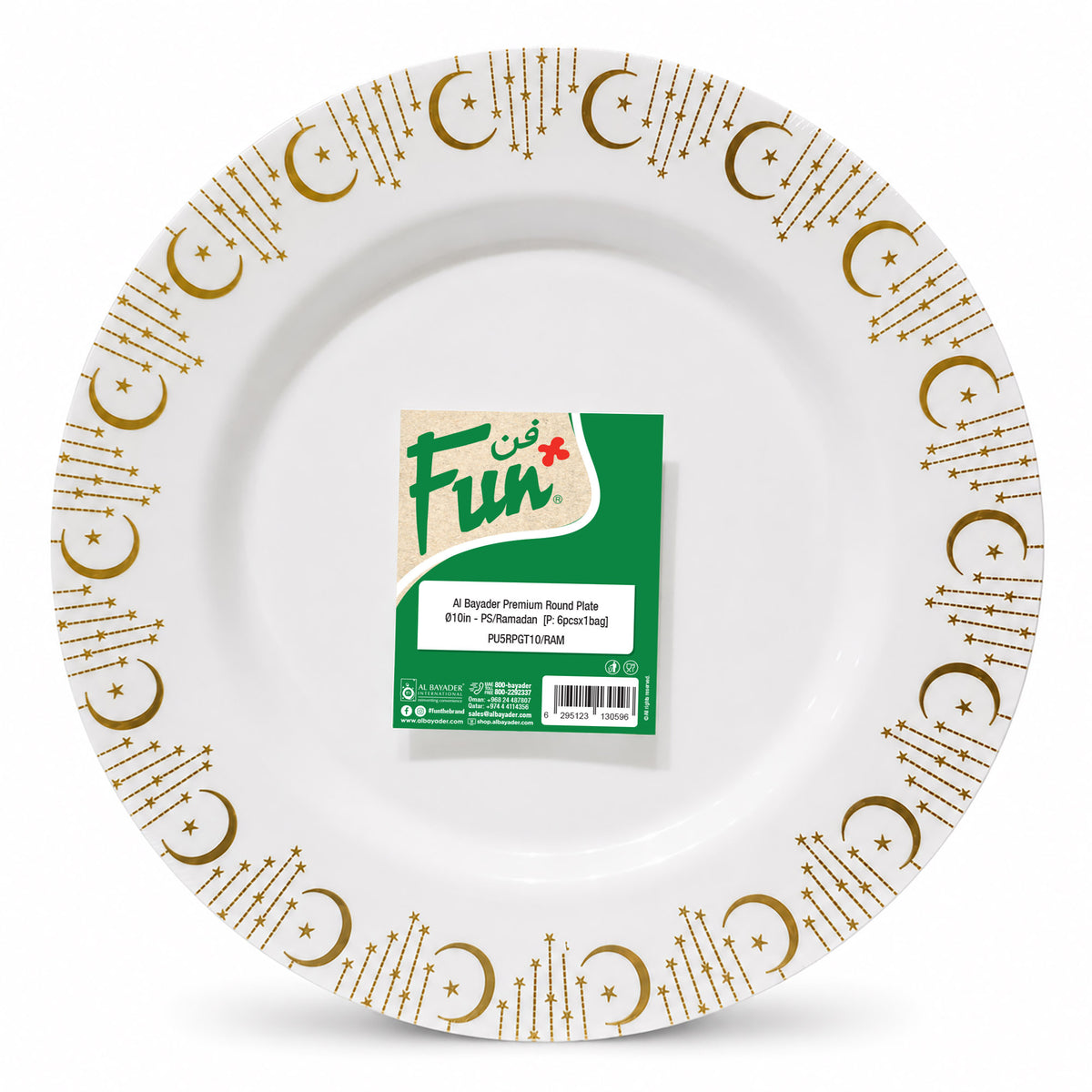 Fun Premium PS Gold-Trimmed Round Plates Ø10in [6pcs × 1bag]