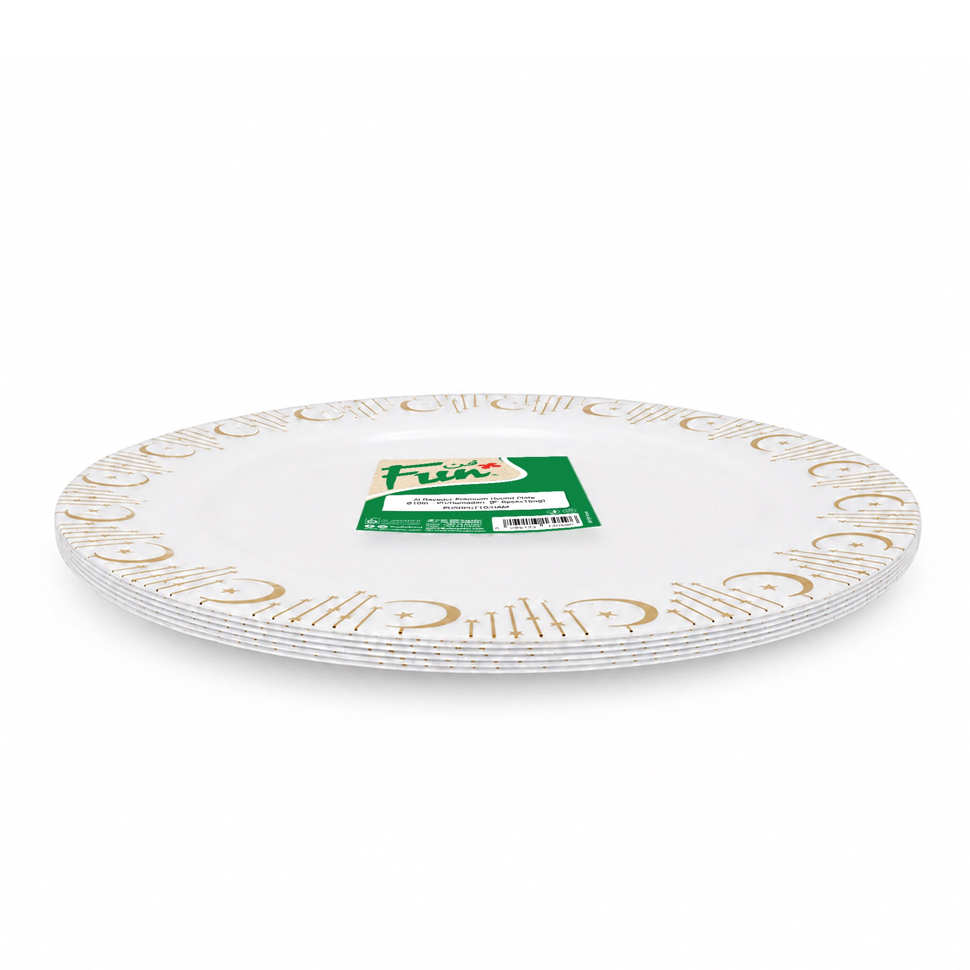 Fun Premium PS Gold-Trimmed Round Plates Ø10in [6pcs × 1bag]