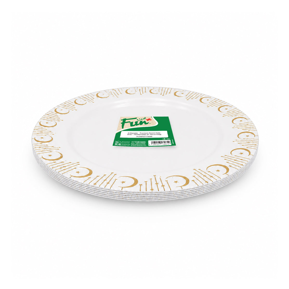 Fun Premium PS Gold-Trimmed Round Plates Ø7in [6pcs × 1bag]