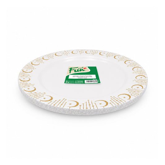 Fun Premium PS Gold-Trimmed Round Plates Ø7in [6pcs × 1bag]