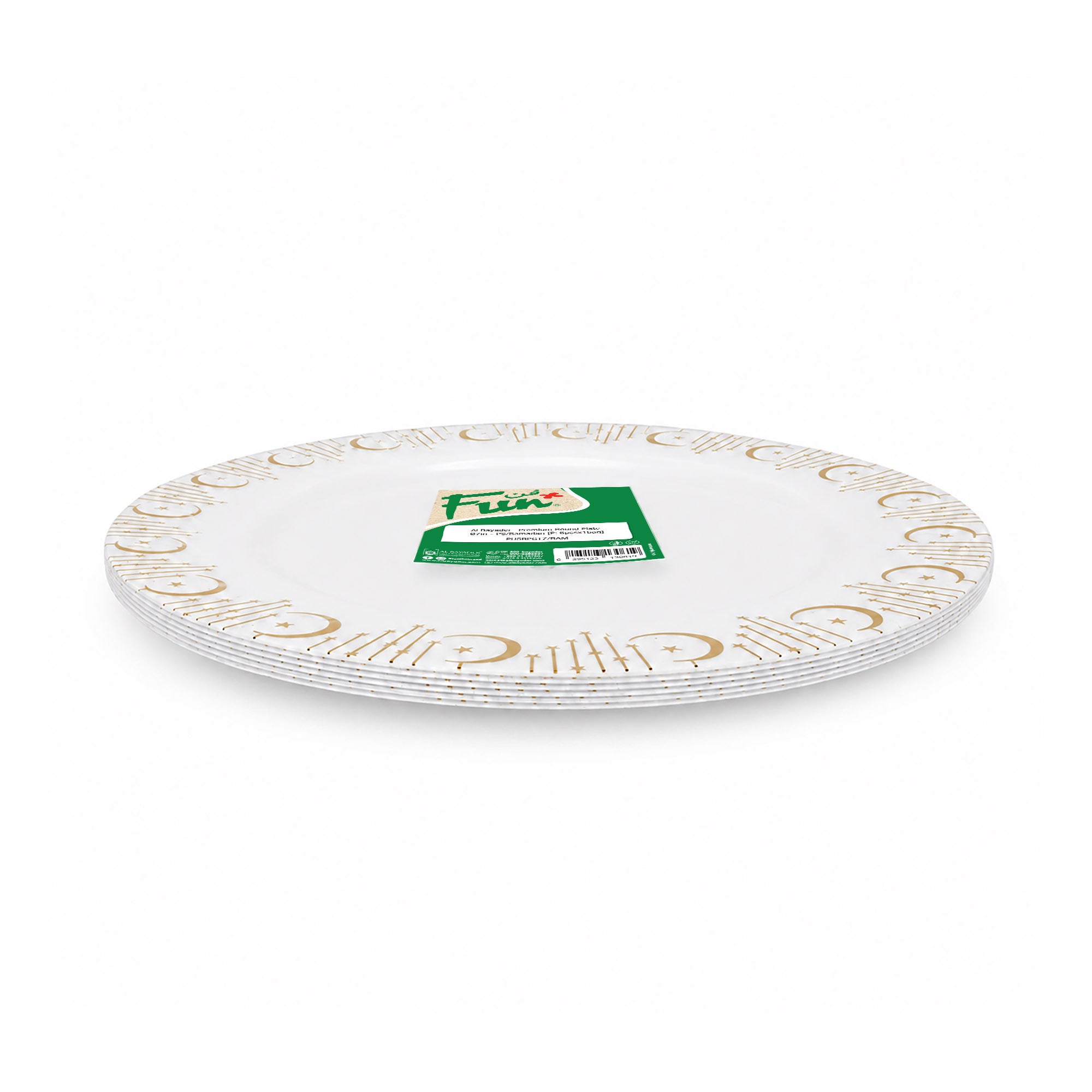 Fun Premium PS Gold-Trimmed Round Plates Ø7in [6pcs × 1bag]