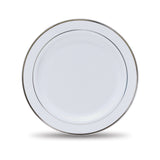 Fun® Plastic White Round Plate with Silver ring 15cm [10pcs x 1pkt]