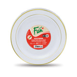 Fun® Plastic White Round Plate with Gold ring 23cm [10pcs x 1pkt]