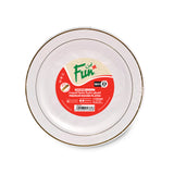 Fun® Premium Round Plate 23cm - White with Gold Ring [P:10pcsx1pkt]