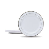 Fun® Plastic White Round Plate with Silver ring 23cm [10pcs x 1pkt]