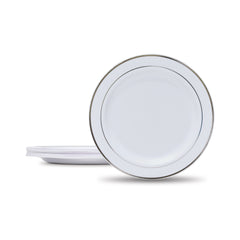 Fun Premium Plastic Round White Plates with Silver Ring Ø23cm [10pcs x 1pkt]