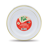 Fun® Premium Round Plate 26cm - White with Gold Ring [P:10pcsx1pkt]