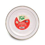 Fun® Premium Round Plate 26cm - White with Silver Ring [P:10pcsx1pkt]