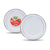 Fun® Premium Round Plate 26cm - White with Silver Ring [P:10pcsx1pkt]