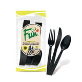 Fun® Heavy-Duty Plastic Black Cutlery Set [18pcs x 1pkt]