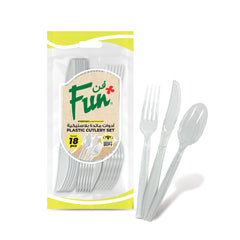 Fun® Heavy-Duty Plastic Clear Cutlery Set [18pcs x 1pkt]