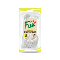 Fun® Heavy-Duty Plastic Clear Cutlery Set [18pcs x 1pkt]