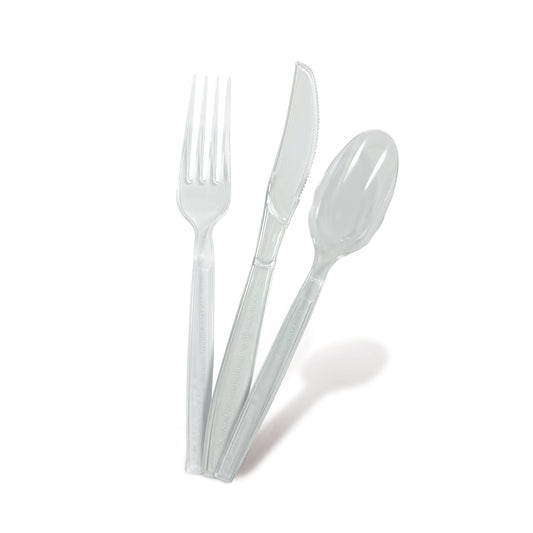 Fun® Heavy-Duty Plastic Clear Cutlery Set [18pcs x 1pkt]