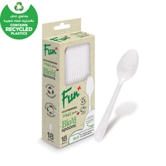 Fun Biod White Spoons 6.7in [18pcs x 1pkt] - CRP