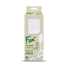Fun Bio'd White Spoons 6.7in [18pcs x 1pkt]