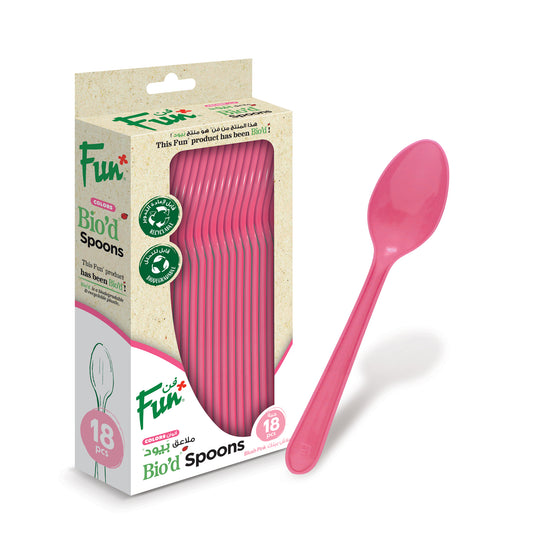Fun® Bio'd Blush Pink Spoons 6.5in [18pcs x 1pkt]