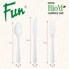 Fun Biod White Cutlery Set [18pcs x 1pkt] - CRP