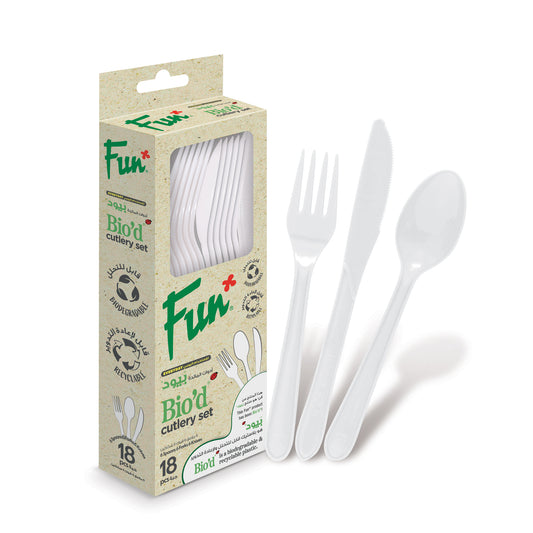 Fun® Bio'd White Cutlery Set [18pcs x 1pkt]