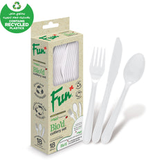 Fun Biod White Cutlery Set [18pcs x 1pkt] - CRP