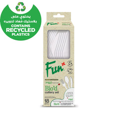 Fun Biod White Cutlery Set [18pcs x 1pkt] - CRP