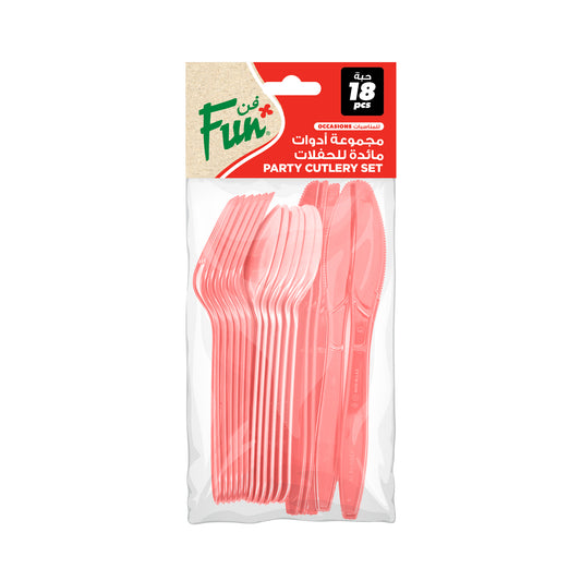 Fun® Heavy-Duty Dark Pink Cutlery Set [18pcs x 1pkt]