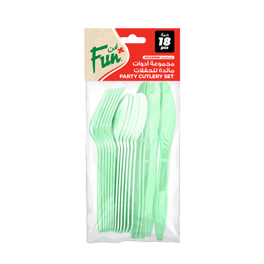 Fun® Heavy-Duty Light Green Cutlery Set [18pcs x 1pkt]